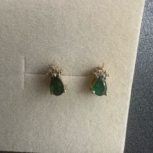 14k emerald diamond earrings